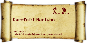 Kornfeld Mariann névjegykártya